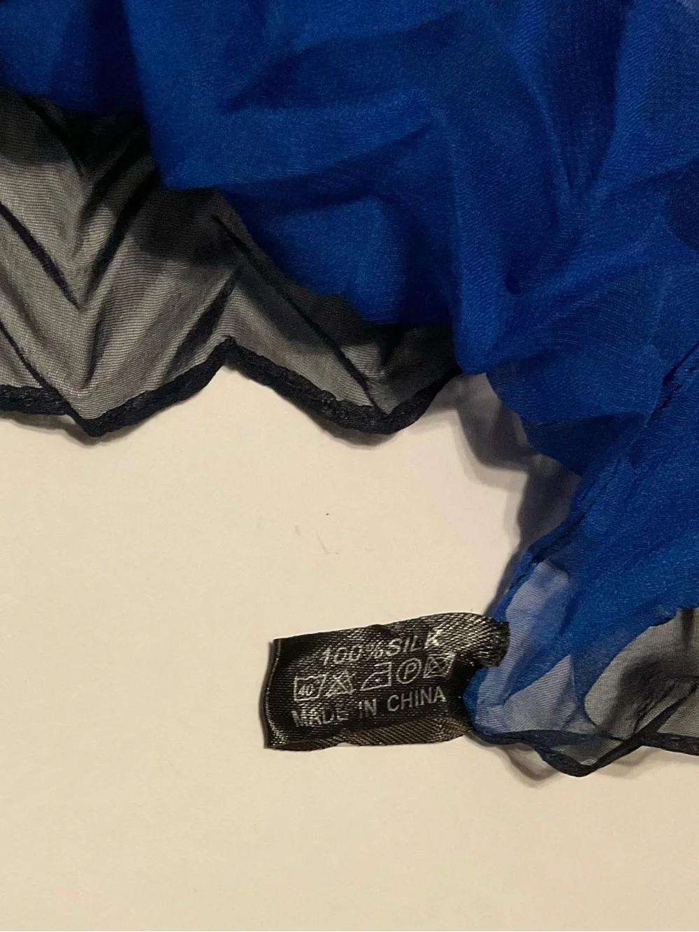 Noxiya Silk Pleated Rectangle Scarf Ombre Blue to Black 58x18 Women -